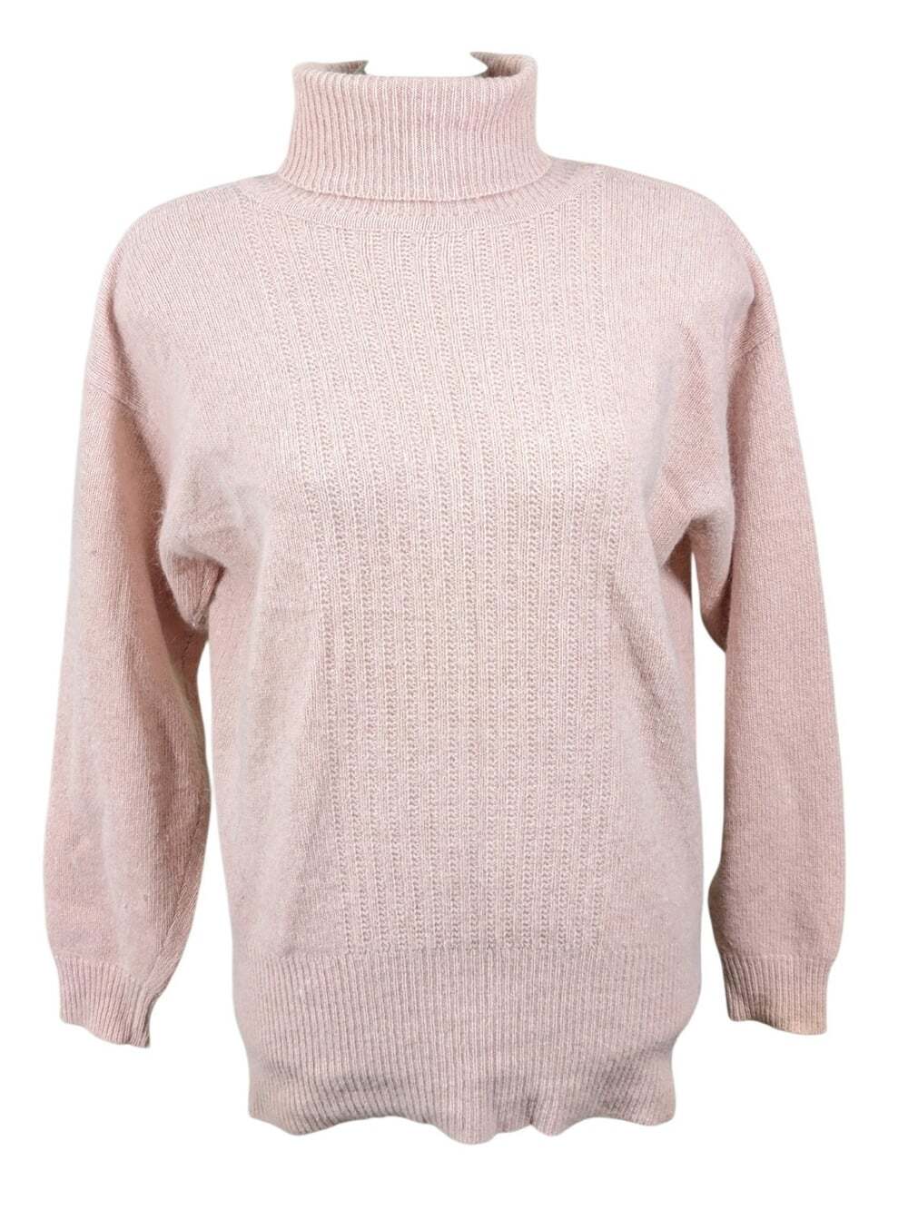 Vintage Liz Claiborne Angora Lambswool Turtleneck Sweater Peach Fuzzy Soft Med